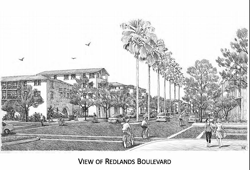 Artist's rendering of the Redlands Boulevard of the future